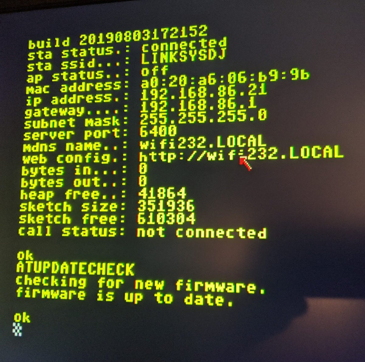 danjmcs's tweet photo. Calling Cottonwood BBS for the first time via my Amiga 1000, booting from the same WB1.3 floppy but connecting via telnet thanks to the brilliant @paulrickards #Wifi232 modem and Color Term for the full #PETSCII experience of #Color64 @AndrewWiskow @duhproject #OldSchool https://t.co/errTa6c2LU