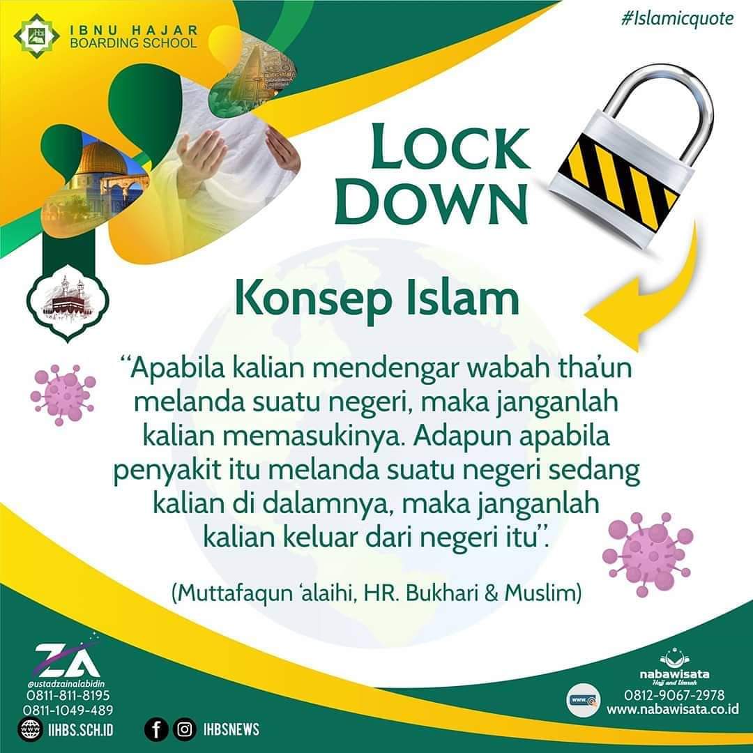 Just_Ab1's tweet photo. ◾Islam &amp; Lock Down◾

Iya, ada.
Islam mengenal model lock down seperti halnya yg terjadi saat ini. Saat wabah yg disebabkan virus #Corona melanda negeri.

☑️Yang di dalam wilayah yg terkena wabah, tak boleh keluar.
☑️Yang berada di luar, tak boleh masuk ke dalam.

Allaahu a'lam. https://t.co/5b7JxqOOd1