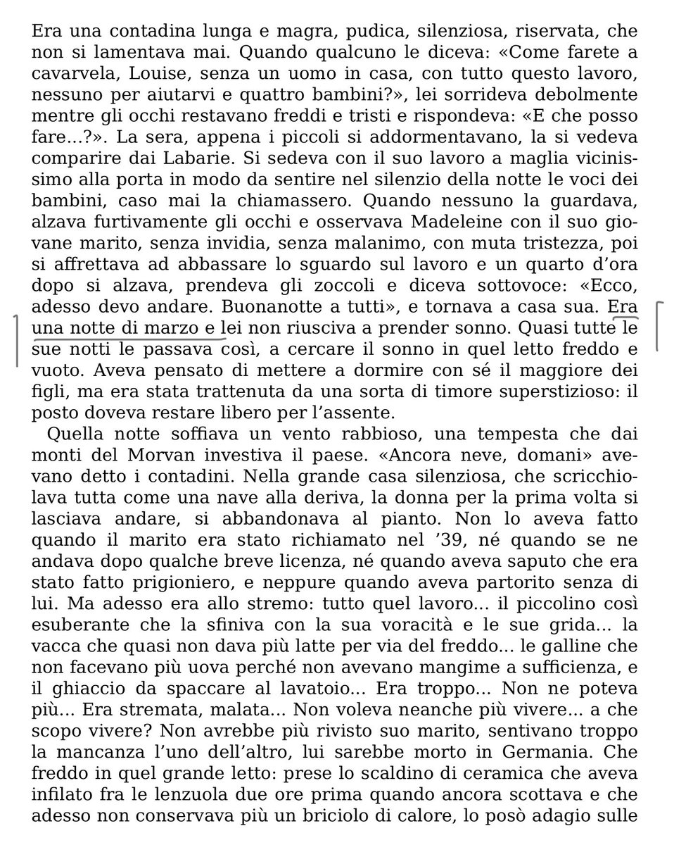 Era una notte di marzo e lei non riusciva a prender sonno. Quasi tutte le sue notti le passava così, a cercare il sonno in quel letto freddo e vuoto.
#IrèneNémirovsky, Suite francese
⁦@diconodioggi⁩