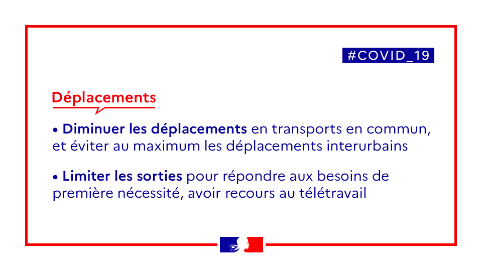 Pour éviter la propagation du #Covid_19, limitez vos déplacements au maximum.