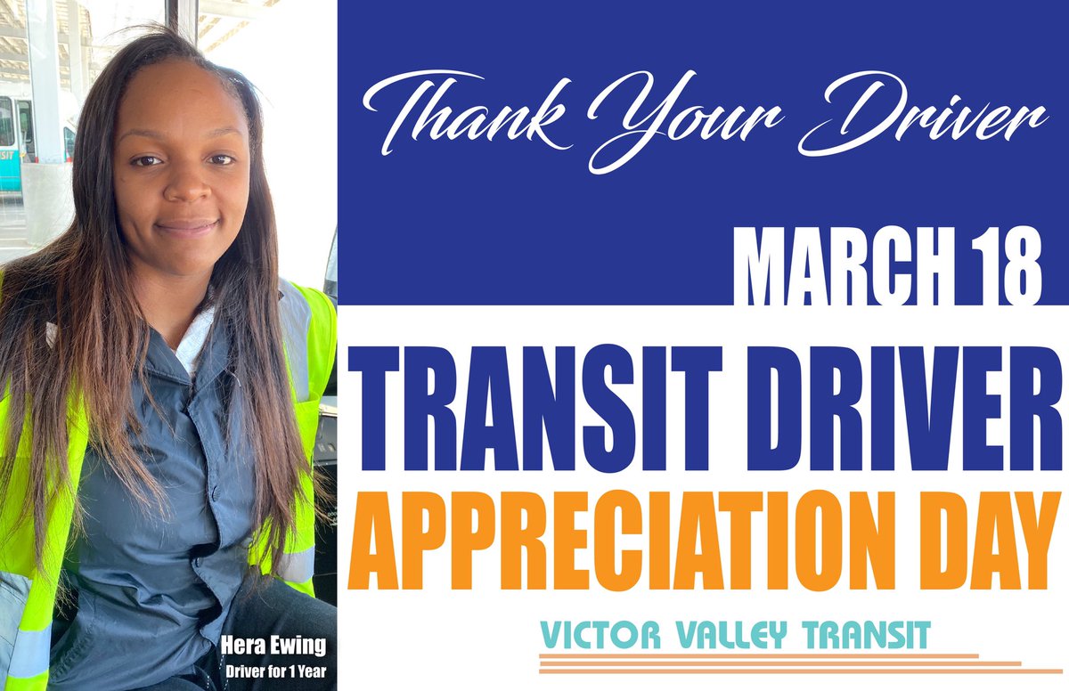 Meet Hera, a new driver with a “go get it” attitude! Please give her a heartfelt “Thanks” on March 18! @vvtransit  #vvta #nationaltransitdriverappreciationday