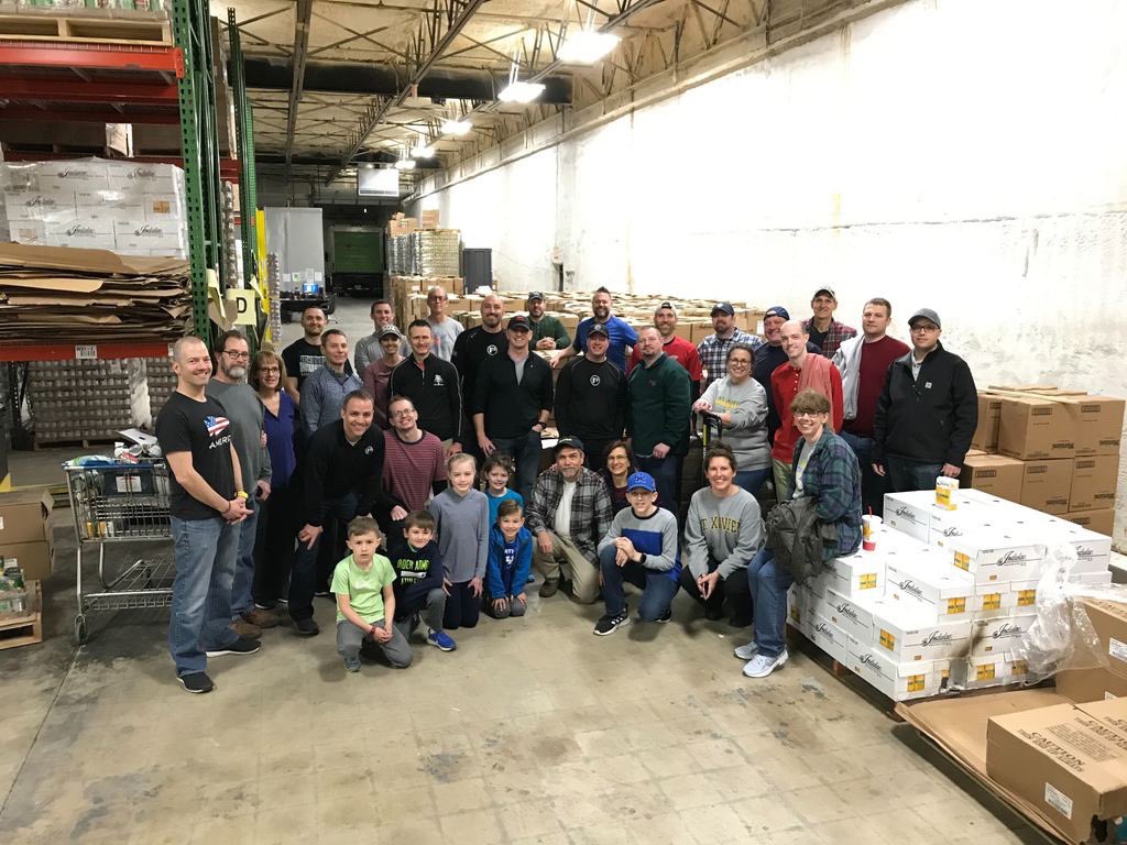 F3Louisville's tweet photo. When the going gets tough, the tough gets going.  Today @F3Louisville got going! Celebrating 1 yr launch of @F3Garden Celebrated #Samual with $600 donated to #AHA Drank @GuinnessUS with #Buschhhh sent 20+ volunteers to @daretocarefb to load boxes for hungry children. #Impact https://t.co/tr10SCbAUP