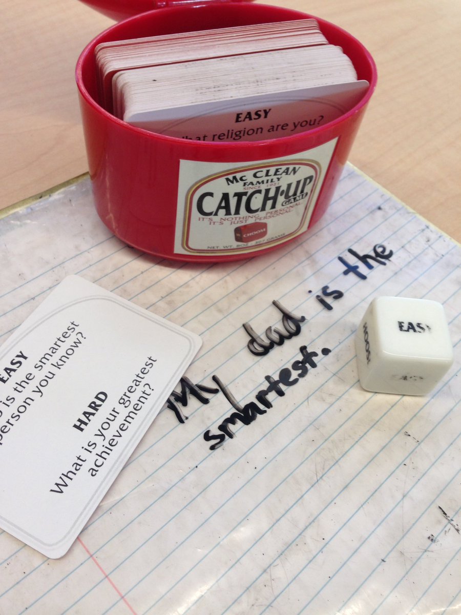 OwlTutoringYYC's tweet photo. Roll the die. Pull a card. Answer it by writing it down. #owltutoring #owlcristopher #language #catchupgame #questions #writing #answer https://t.co/fZyXtAnlk2