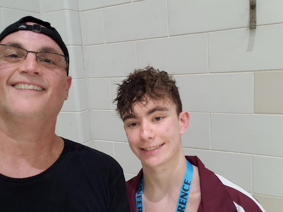 JesicaWether's tweet photo. @GoMechanicsburg Andrew breaking a 31 year old school swimming record at Mid Penn Championships this year. #aboyandhiscoach https://t.co/ncP2ji2KLT
