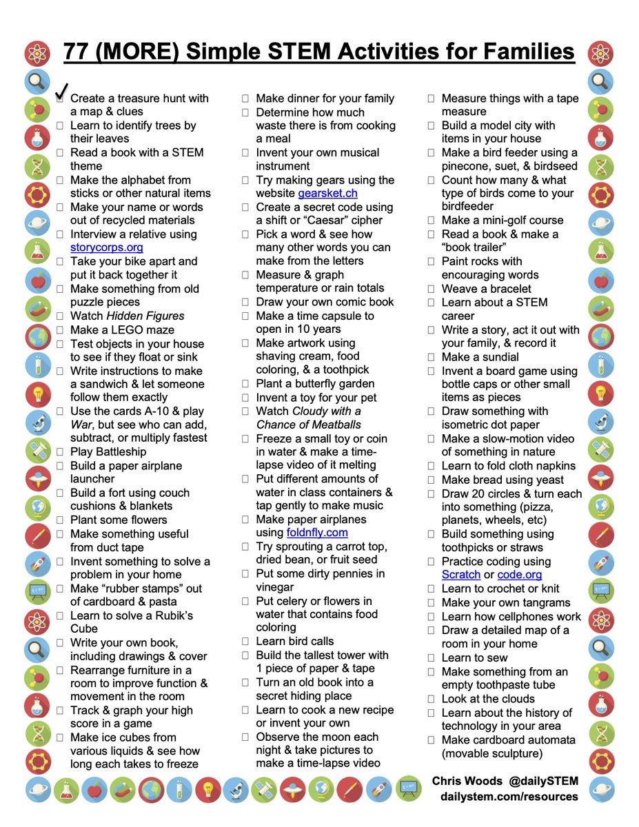 Here it is...the brand new '77 MORE Simple STEM Activities for Families' Find a PDF at dailystem.com/resources (thank you everyone for suggesting ideas!) #RemoteLearning #STEM #parenting #COVID19