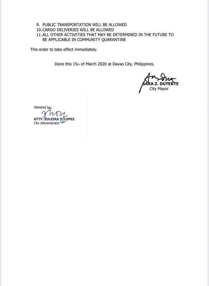 pnagovph's tweet photo. JUST IN |  Mayor Sara Duterte declares the entire area of Davao City under community quarantine. | via @Chepalicte1 https://t.co/OBZyaksHYm