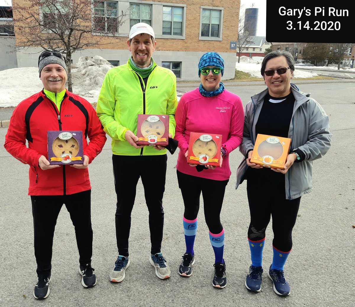ottpak's tweet photo. I’ve been keeping the runs to a minimum but when a themed run like Pi day 3.14.2020 comes along well you run for pie 🥧 thanks for organizing Gary! Windy 🌬 AF but we did it. #RunOttawa2020 #runwithfriends #funrun #runforpie https://t.co/VwNkTVoap0