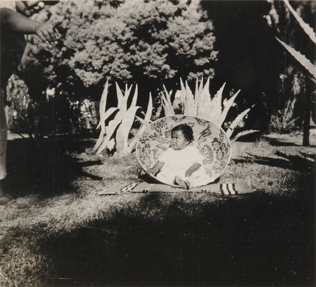 another 'baby in a basket' photo, this one of a 1yo unidentified Cahuilla girl from the early-to-mid 1900s. I love how she's obviously being told to look at the camera, but is instead gazing at the person who is telling her where to look