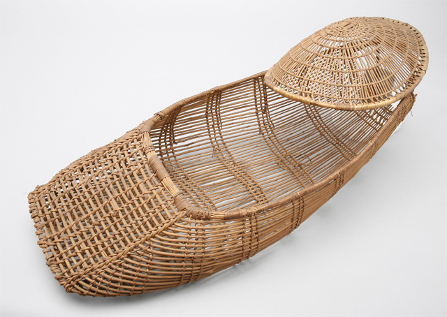 I also love this 1920s-30s hazel Hupa cradle basket. the museum says the circular "lid" protects the child’s face from branches, direct sunlight and insects. being a baby and seeing the sunlight filtered through a basket weave must have been so, so nice