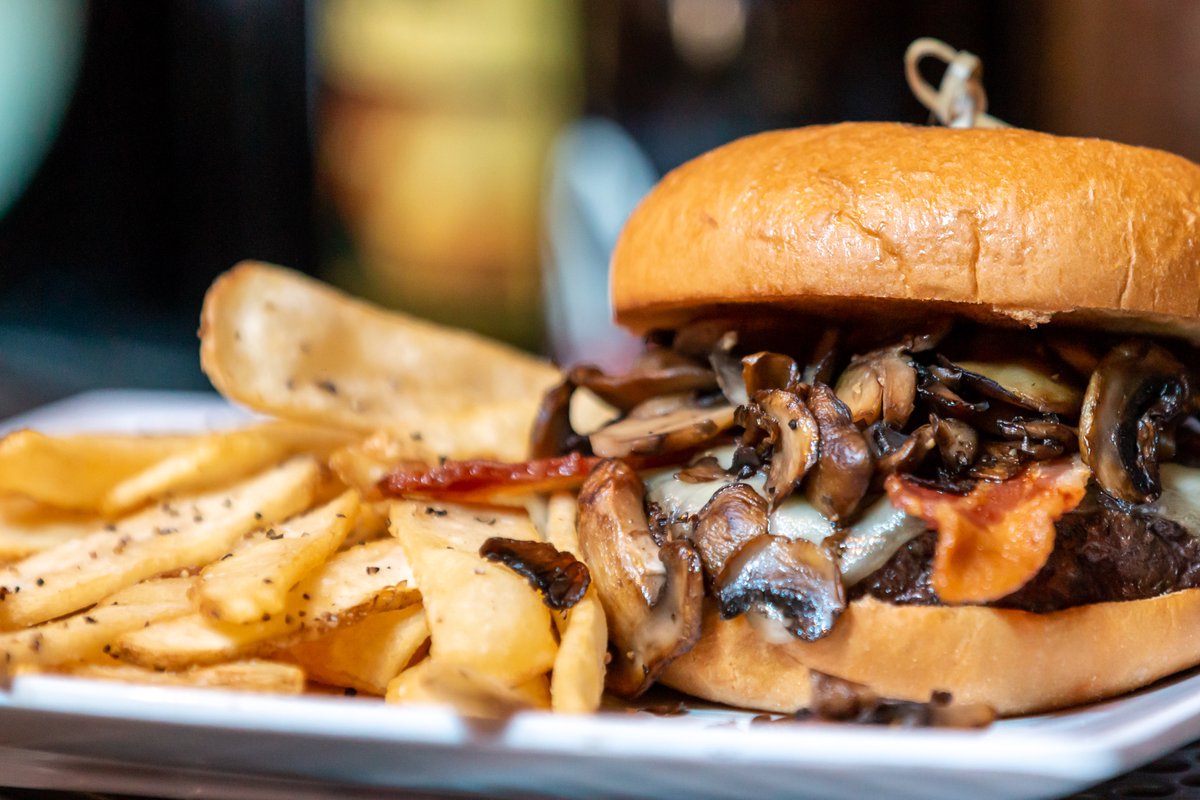 The Cave may have temporarily suspended shows per the county's request, but that just gives you more time to devour some great local food like The Bone Yard Bar &amp; Grill's Bacon Mushroom Swiss Burger 🤤😍