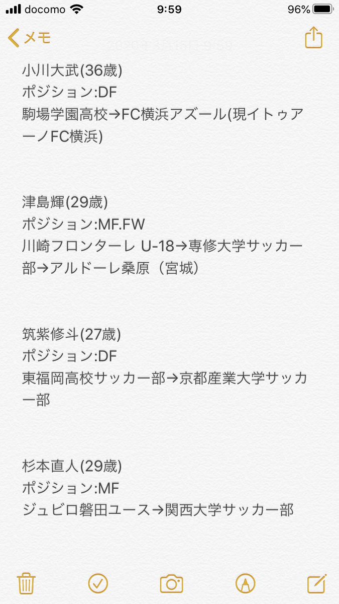 Fc Domingo 選手募集に伴い 現メンバーの出身校などを聞かれることが多いため メモの写真ではありますが メンバーの経歴を記載しました 引き続きメンバー大募集中です ご応募お待ちしております 社会人サッカー メンバー募集 神奈川県リーグ
