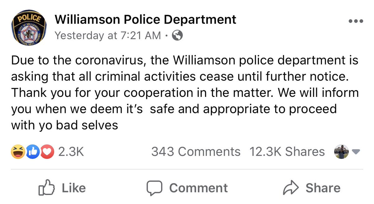 Kanew's tweet image. Actual police department in West Virginia. Not gonna lie, made me laugh