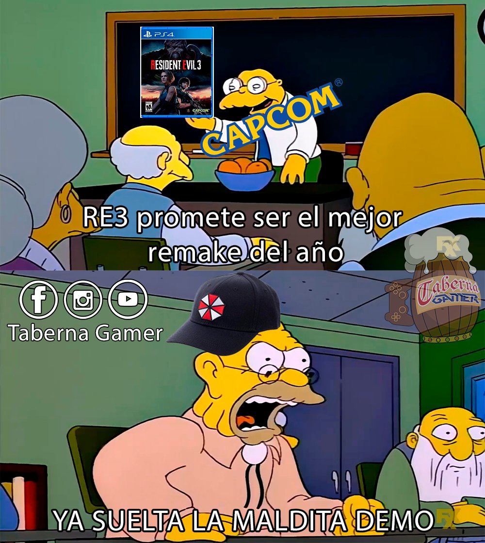 gamer_taberna's tweet photo. El disfrutar un buen juego es como llevar un buen matrimonio. #capcom #residentevil #re3 #gamer #videojuegos #videogames #gamers #simpsons #memes #tabernagamer https://t.co/v7heCCl48o