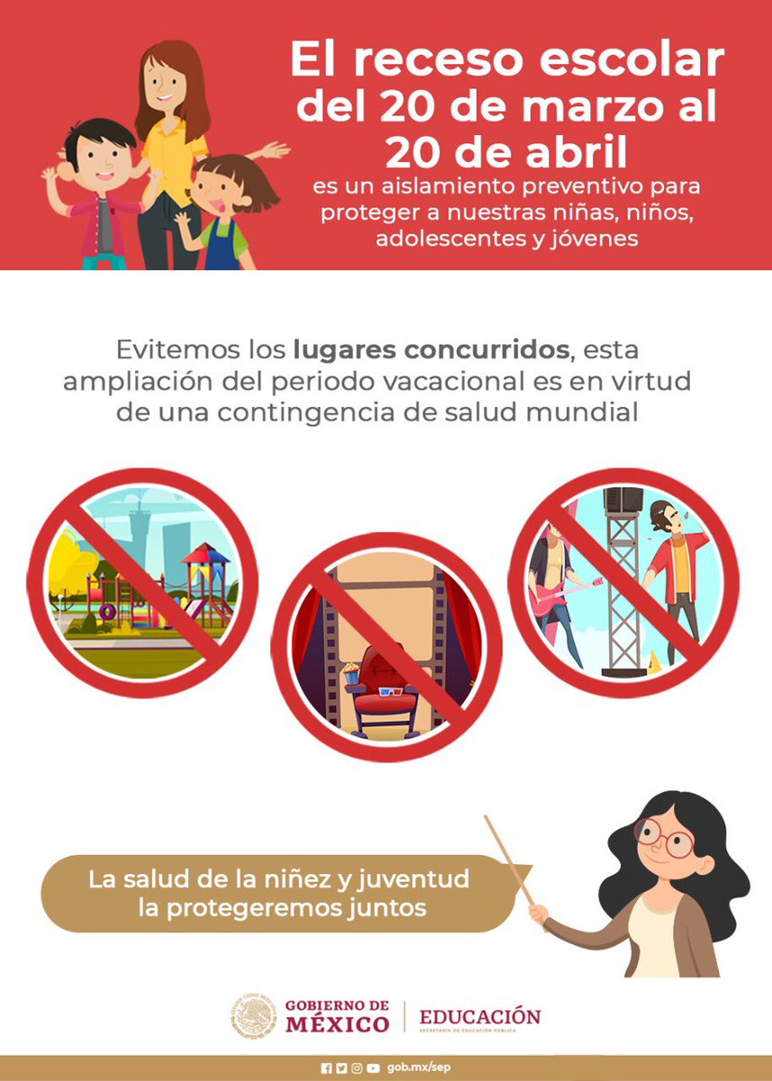 SEP_mx's tweet photo. La protección de nuestras niñas, niños, adolescentes y jóvenes es tarea de todos.

Este próximo periodo de aislamiento preventivo actuemos con responsabilidad. https://t.co/f4bDSF27a0