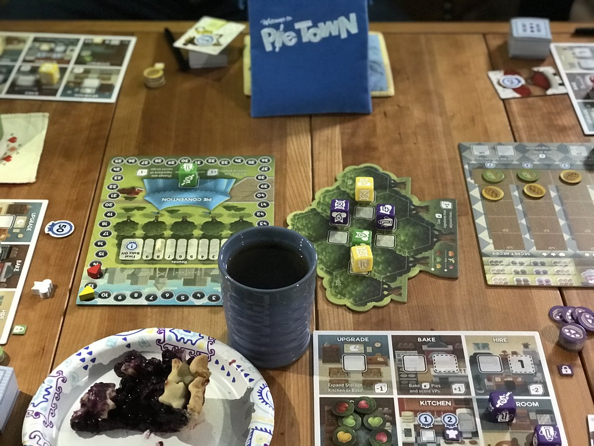 Pie Town by @DobeyGames and <a href="/PlayRenegade/">Renegade Game Studios</a> with Peppermint by <a href="/stashtea/">Stash Tea</a> (and blueberry pie!)
