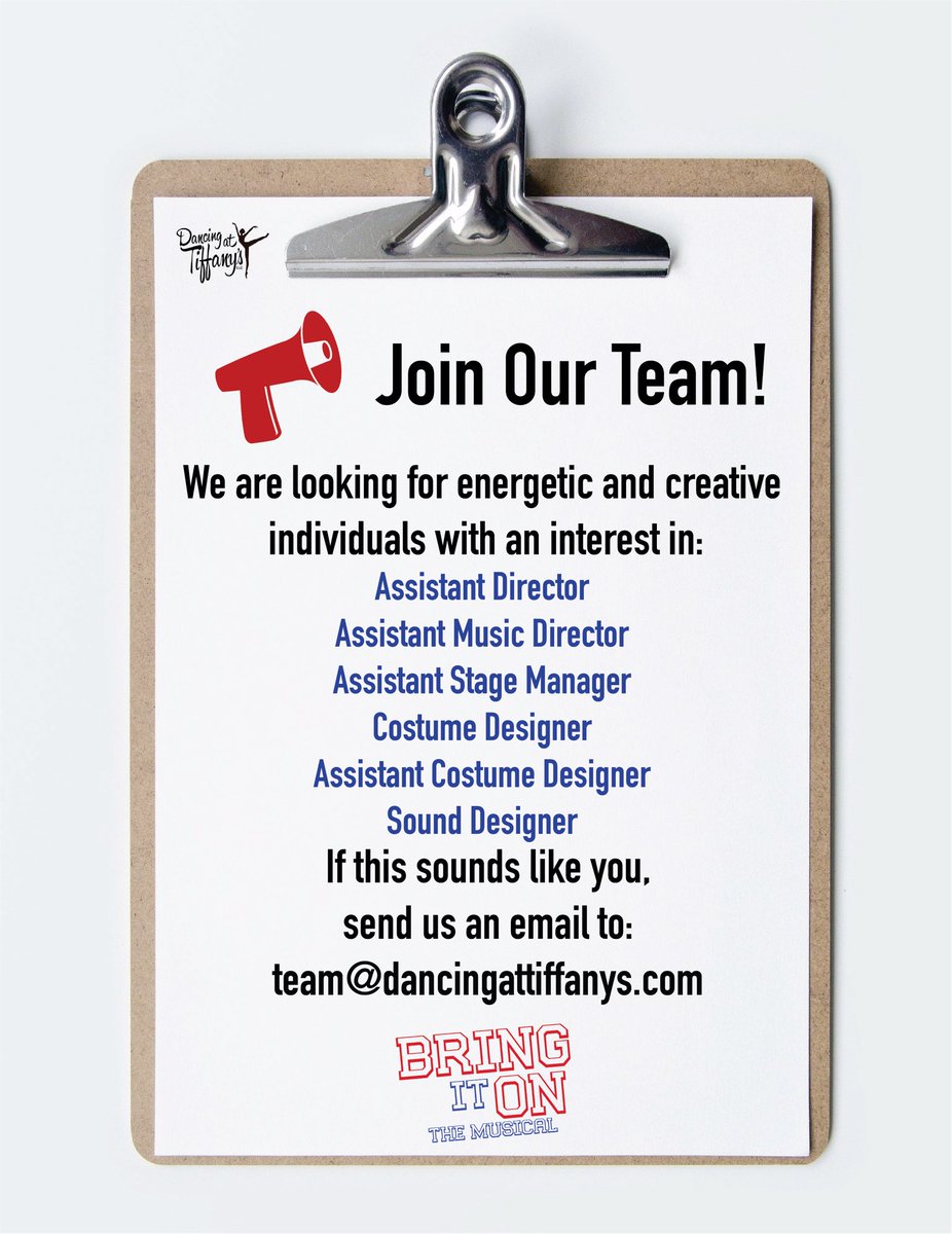 tiffanystheatre's tweet photo. We have a cast! But we’re still looking for more individuals to join our team! Send us an email if you’re interested in being a part of our summer! And keep an eye out for a cast list soon. 👀
#dancingattiffanys #bringiton #musical #theatre #rgvtheatre #joinourteam https://t.co/qqjVv2vHEG