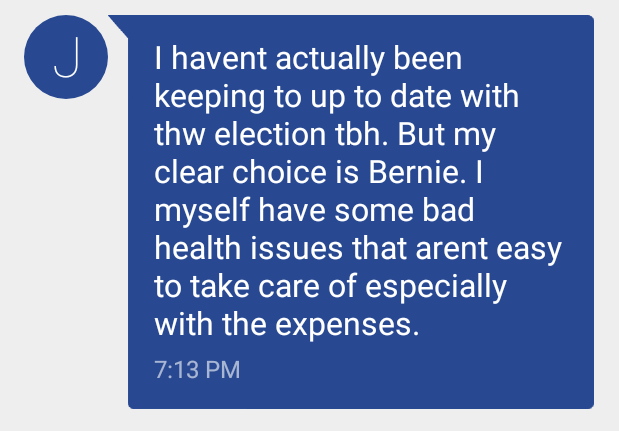 johnnyfrederix's tweet photo. Some responses I got asking people who they supported 😊 #OhioForBernie https://t.co/Gvx6wPtonc
