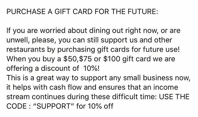 These are pretty uncertain times and we need your help! If you can’t or don’t want to dine out now, there are ways you can support local restaurants, cafes and shopsto ensure income continues as our dining numbers reduce due to the concerns of diners. GI… ift.tt/2Wfa8da