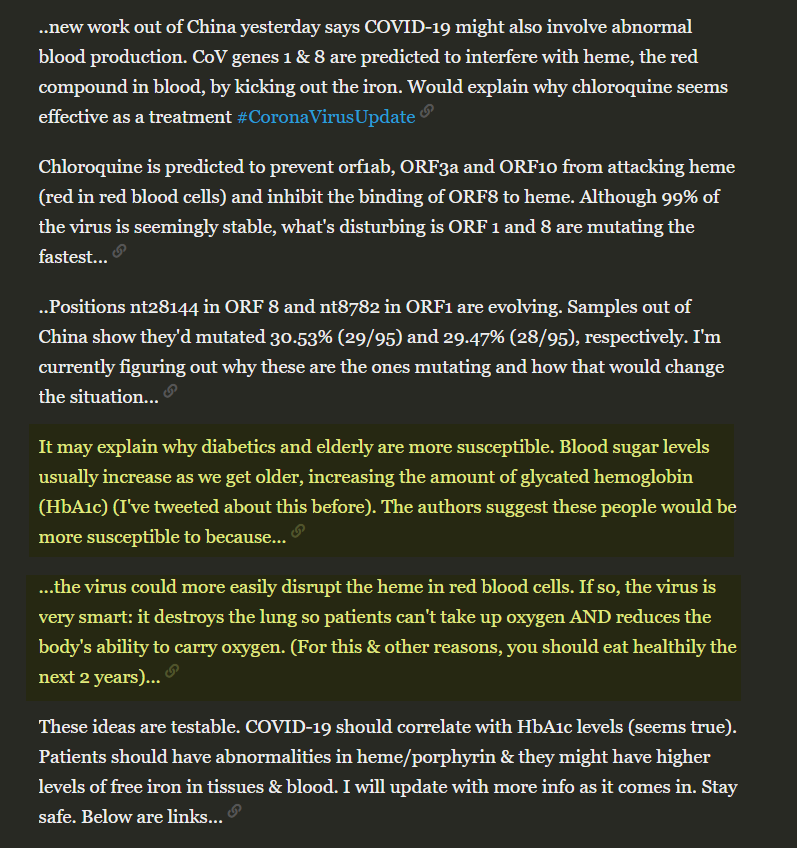 A couple people asked me which type of diabetes has a higher risk with COVID-19. A Harvard Ph.D. wrote this explaining why diabetes. Since BOTH types of diabetes lead to chronically higher blood sugar levels: threadreaderapp.com/thread/1238972…