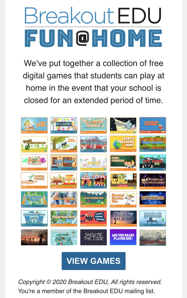 breakoutedu.com/funathome Educational and complex k-12 activities for kids during #COVID19 <a href="/breakoutEDU/">Breakout EDU</a>