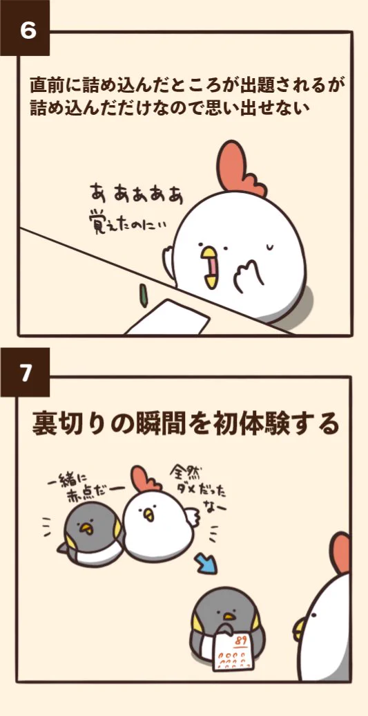 テストでありがちな事をでぶどりで表現した画像が可愛すぎる