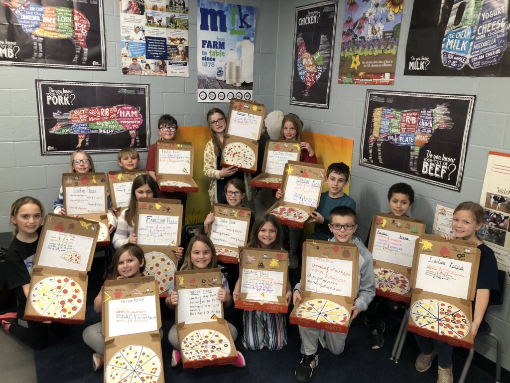 Laurie3rdgrade's tweet photo. A big thank you to the Buda Casey’s General Store manager, Tracy Braddy, for donating these pizza boxes to my students so we could make this fun fraction projects. #BVMath https://t.co/x9AwnDO22x