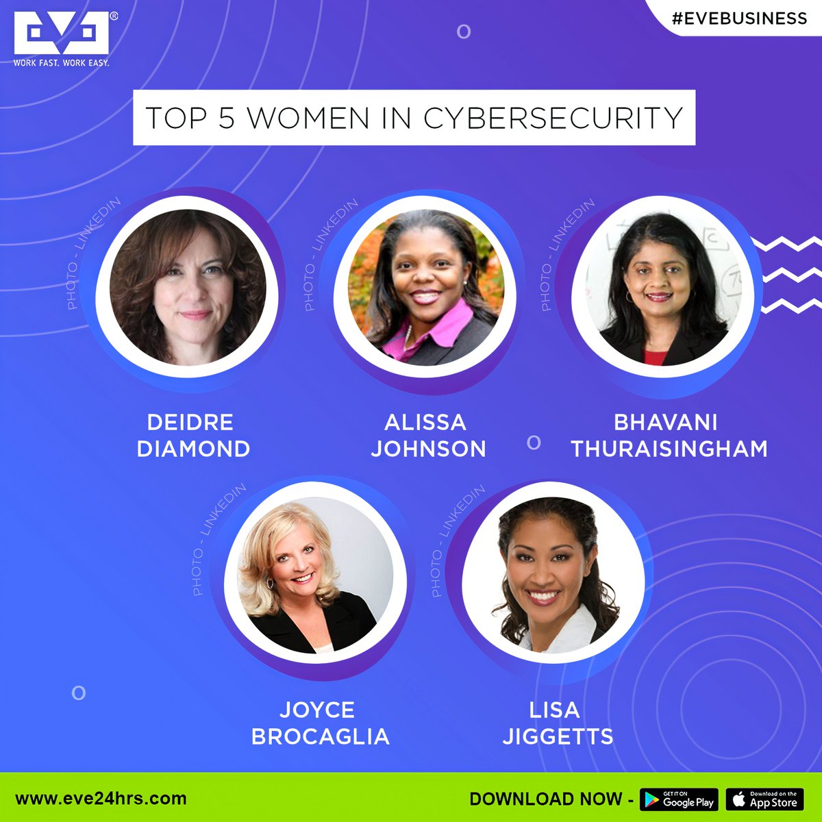 More power to these powerhouses...May you always be there to keep our cyberspace secure.

#Throwback #WomensDay #WomensDay2020 #IWD2020
#EveApp #EveBusiness #EveBusinessApp #WorkFastWorkEasy
#DeidreDiamond
#AlissaJohnson
#JoyceBrocaglia
#BhavaniThuraisingham
#LisaJiggetts