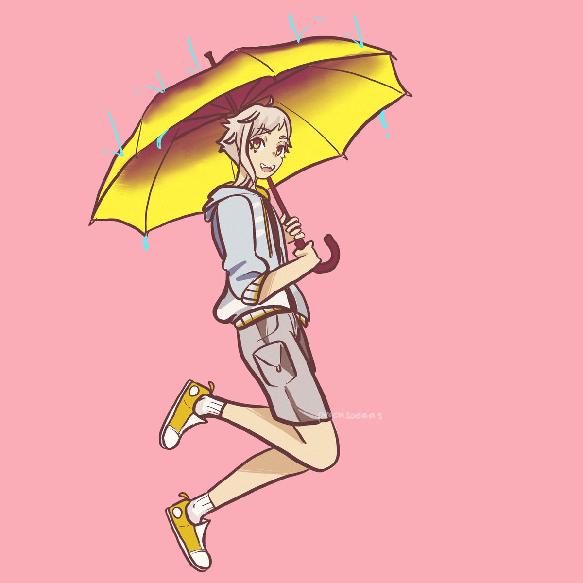 It’s been raining a lot here, so I decided to cheer myself up with a nice, bright Atsushi! ☔️🐯
