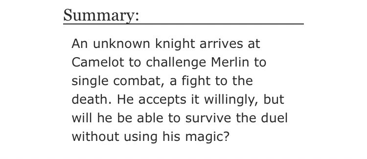 • To the death by clotpolesonly   - Gen   - Rated G  - canon era  - 7941 words https://archiveofourown.org/works/2105658 