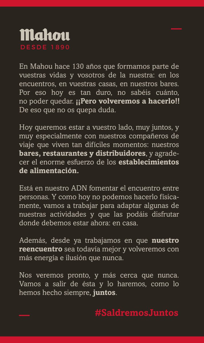 mahou_es's tweet photo. #SALDREMOSJUNTOS❤️️ https://t.co/2tlVBC6CBB