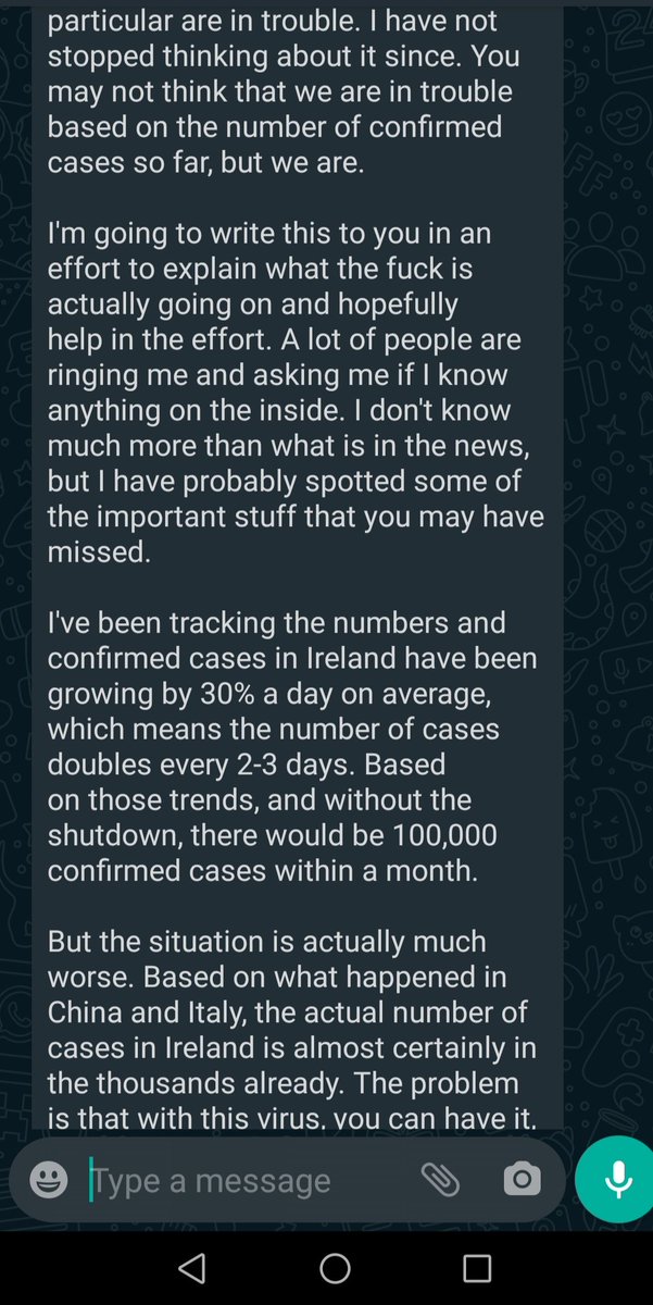 SL_Mahon's tweet image. I woke up to a text this morning and I think some Irish people need to read it. It's not fake news or scaremongering. It's the truth #Coronavirusireland