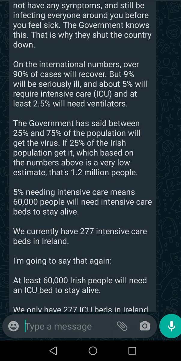 SL_Mahon's tweet image. I woke up to a text this morning and I think some Irish people need to read it. It's not fake news or scaremongering. It's the truth #Coronavirusireland