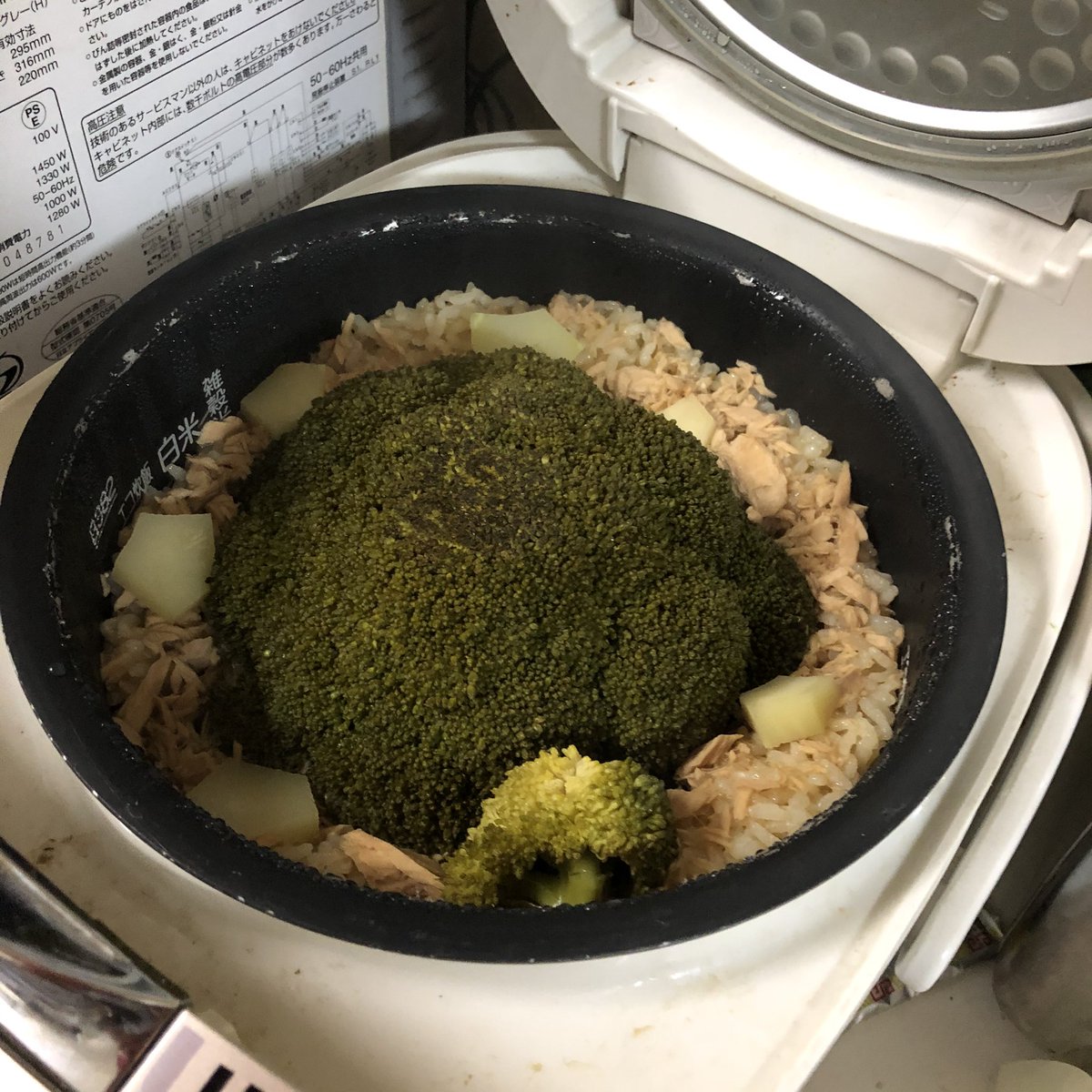 Naho 川口なびっ 実家で出てきたご飯 丸ごとブロッコリーの炊き込みご飯 炊飯器の中に森が ブロッコリーレシピ 炊き込みご飯 ブロッコリーご飯 ブロッコリー森