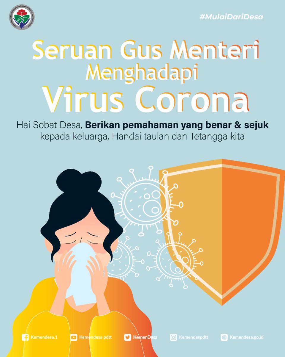 ga94255538's tweet photo. Seruan Gus Menteri @halimiskandarnu 

#COVID19 intinya, harus waspada bekali diri dgn pengetahuan memadai (faktor risiko, gejala, pencegahan, pencarian pertolongan segera). tetap rasional dgn ga perlu panik atau membangun kepanikan massa.

#CoronaVirusUpdates
#COVID19indonesia https://t.co/TqElD60zzU
