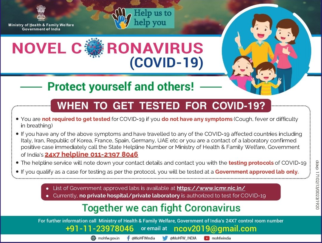 MoHFW_INDIA's tweet image. When should you get tested for #COVID19?

Know more about this here:

#SwasthBharat #HealthforAll #CoronaOutbreak