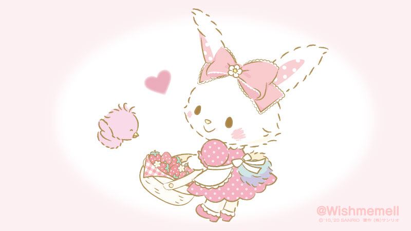 basket heart dress rabbit bow bird pink dress  illustration images