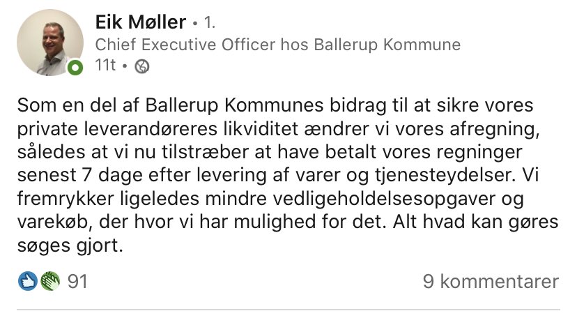 HeinKiann's tweet photo. Skud ud til @eik1923 og Ballerup Kommune. Off sektors indkøb har kæmpe betydning for DK økonomi. Fx købes årligt for 15 mia kr it og #GovTech. Off sektor bør gøre sit for at holde DK kørende. Det er ikke nu, kassen skal lukkes i
#digpol #digbiz #b2g #COVID19 #samfundssind https://t.co/WUAld1fQhD