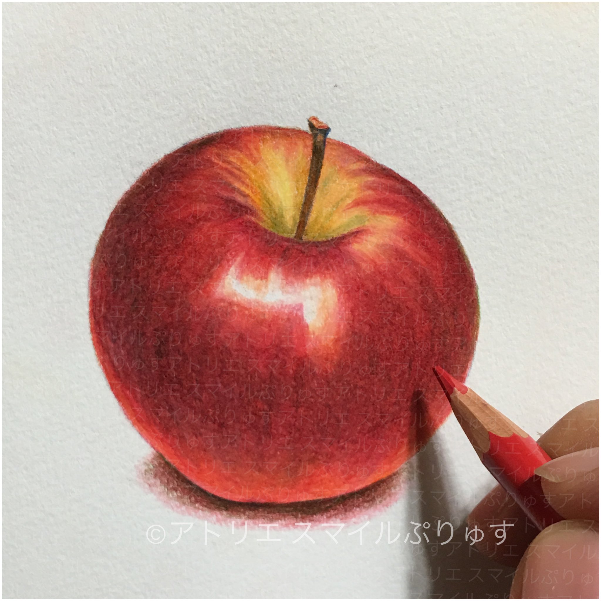 【色鉛筆画】りんご 色鉛筆】りんご apple with colored pencils - YouTube