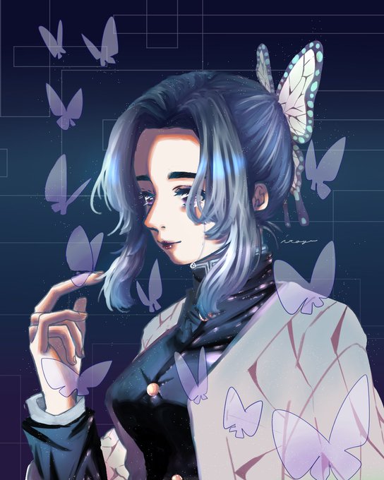 唯さんがTwitterに投稿した胡蝶しのぶ(鬼滅の刃)のイラスト。