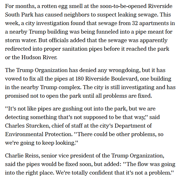 valsadie's tweet photo. FROM NOVEMBER 26, 2000 --
NEIGHBORHOOD REPORT: UPPER WEST SIDE; That Distinctive New-Park Odor Turns Out to Be Leaking Sewage https://t.co/LBOKIPcJop via @nytimes
#TRUMP #TrumpBuilding #NewYork #UpperWestSide #2000 https://t.co/sUlY6k78gc