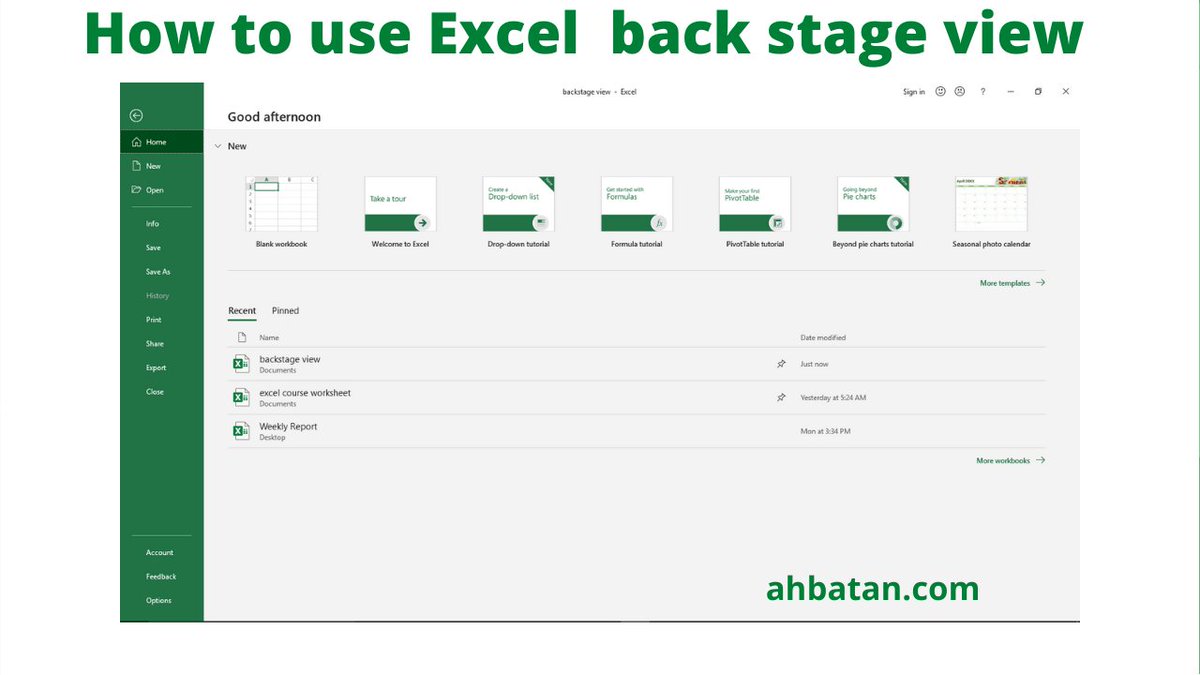 abatansheriff's tweet photo. When it comes to managing your file, like saving, opening and printing, excel has one place you can do it all, and that’s the backstage view...
Learn more:https://t.co/HwOekeYGI8
Visual Explanation: YouTube link in bio.
#microsoft #excel #backstageview https://t.co/tITbTz5X2L