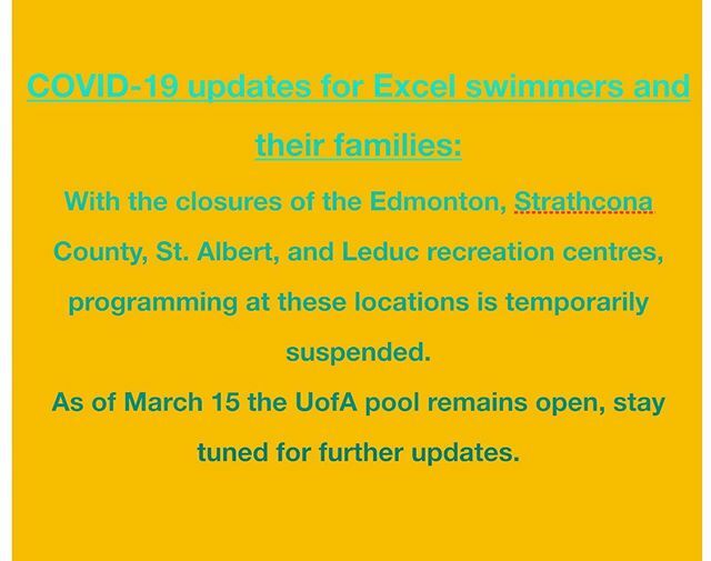 Updates on club operations: the City of Edmonton, Strathcona County, City of Leduc and City of St. Albert have closed their Rec centres. This has been done out of an abundance of caution to limit the spread of COVID-19. 
As of March 14 the University of … ift.tt/2xzyGmE