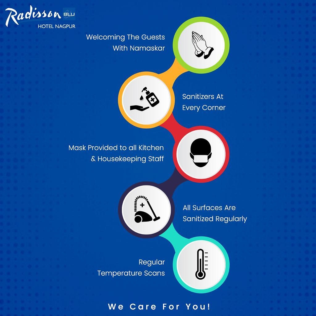 In the wake of COVID-19, we want to assure you that we at Radisson Blu Nagpur are taking all necessary precautions to ensure the safety and well-being of our guests and staff.

#RadissonSocialHub #WeCareForYou