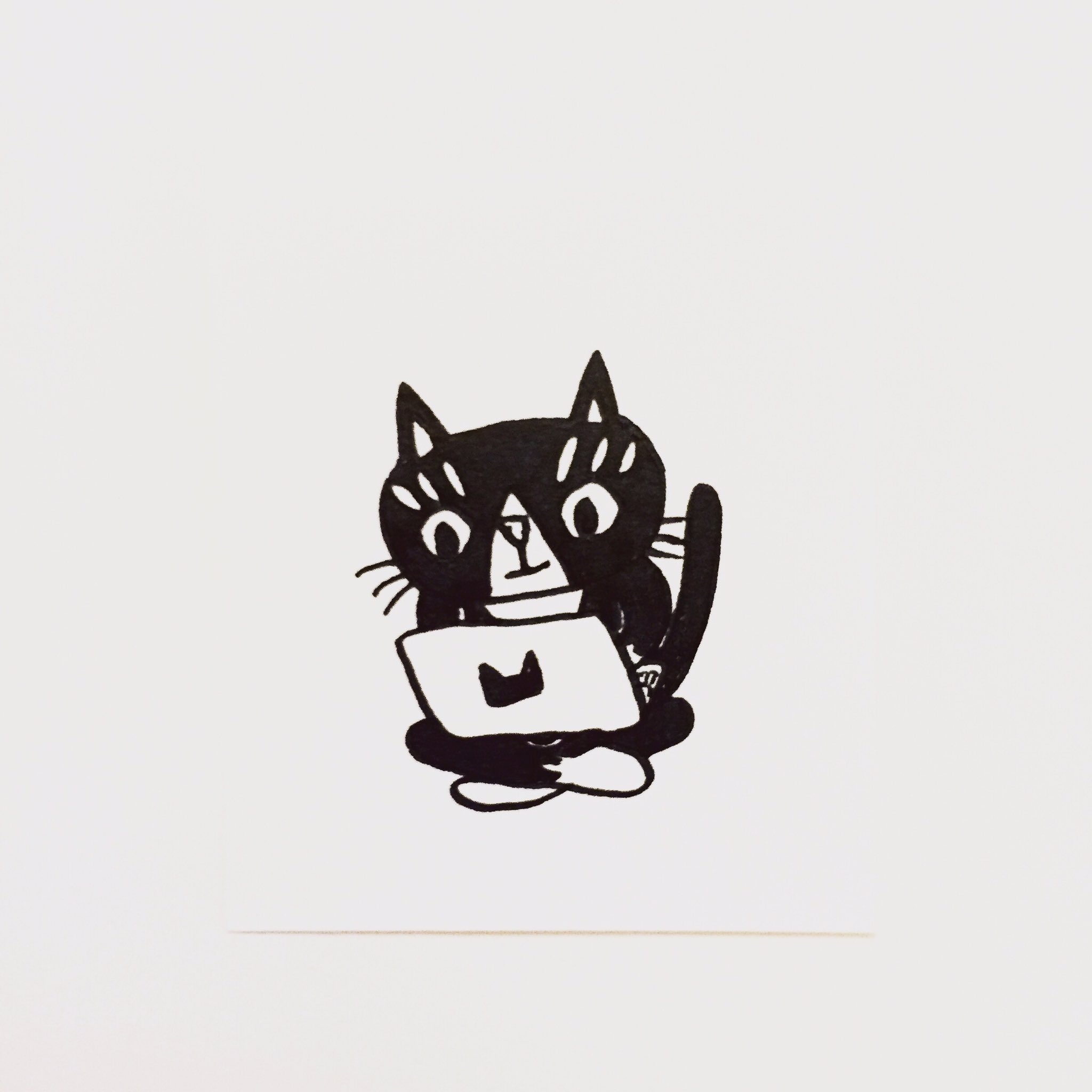 肌子 今日のイラストはコレ ｪ あぐらをかいてパソコン操作をしてる猫 イラスト 猫 ネコ ねこ オリジナル ペン画 アナログ画 絵 猫の絵 白黒猫 ハチワレ猫 T Co Daldz9nudf Twitter