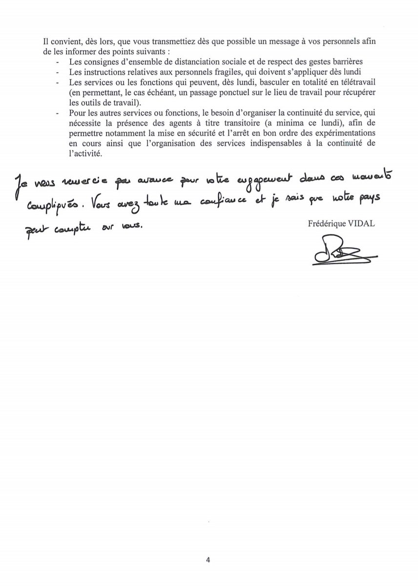 BertrandMocquet's tweet photo. #univcovid19 #coronavirusfr #Universites
Note transmise par le ministère @sup_recherche aux Recteur(e)s, Président(e)s d'universités et Directeurs et Directrices d'établissements. Source Groupe Whaller Entraide Covid-19 https://t.co/HkA8rFuoQH
