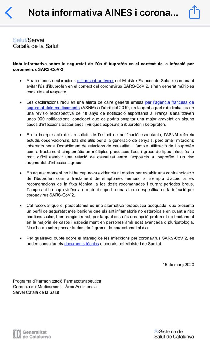 jaumepadros's tweet photo. Keep calm amb l'Ibuprofè, però llegiu això i seguiu aquests consells https://t.co/BQM6OctPQU