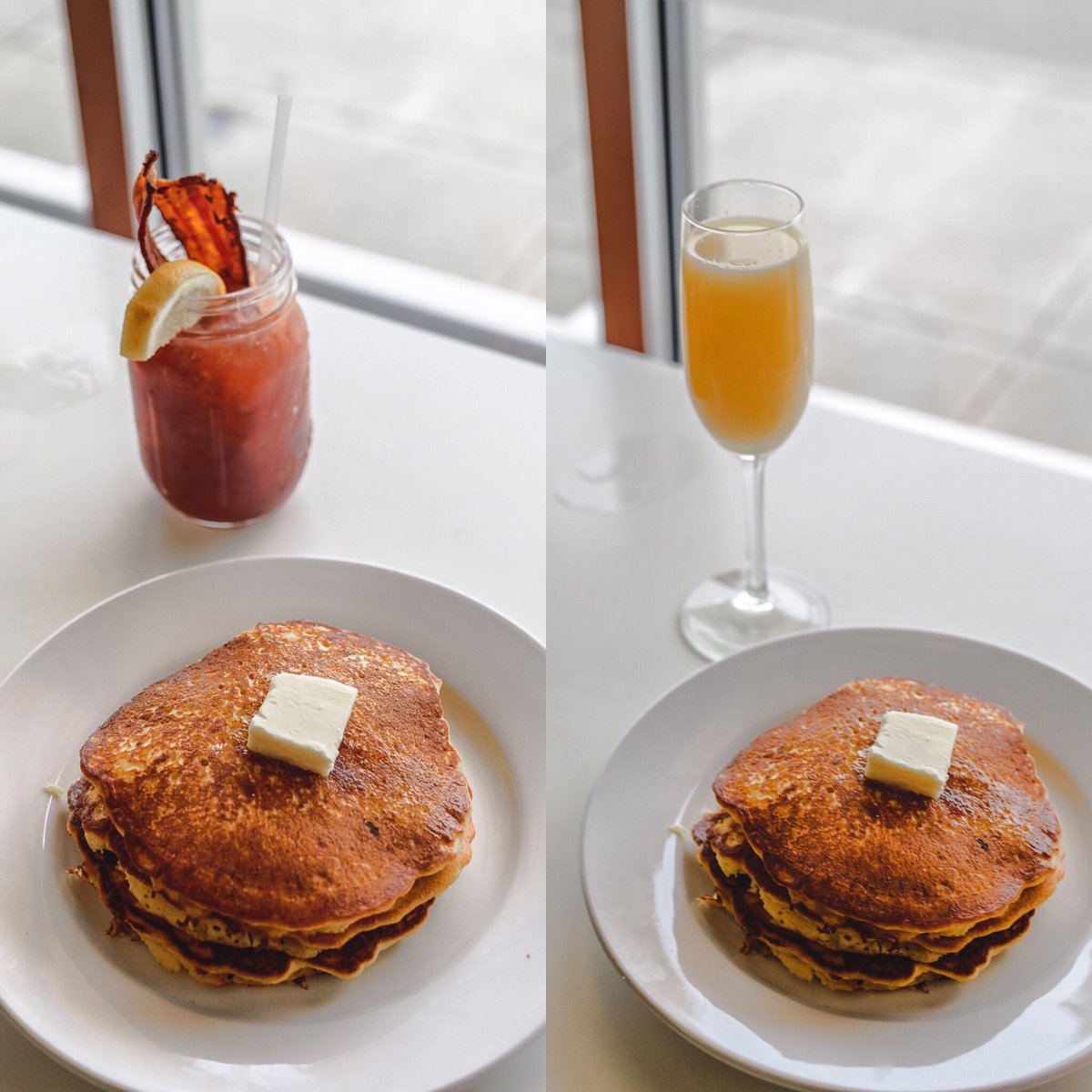 TheButterCafe's tweet photo. Left or Right?
🍅🍾🍅🍾 Brunch is ON! Come in a treat yourself to a stack of your favorite pancakes, or hop on #DoorDash to have it brought directly to your home! (sadly the booze can’t travel) #ButterCafe https://t.co/YczbbMAIdI
