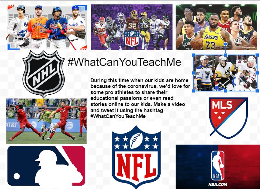 PS5Orders's tweet photo. Hey, @NHL @NBA @NFL @MLB @MLS We'd love for you to help our kids in this crazy time of uncertainty. Share your passions, knowledge or just read us a book and post it to #WhatCanYouTeachMe and you'll be helping students around the globe @saquon @KingJames @Stepcurry30P #LeadLAP https://t.co/1AJ0lUaqyr