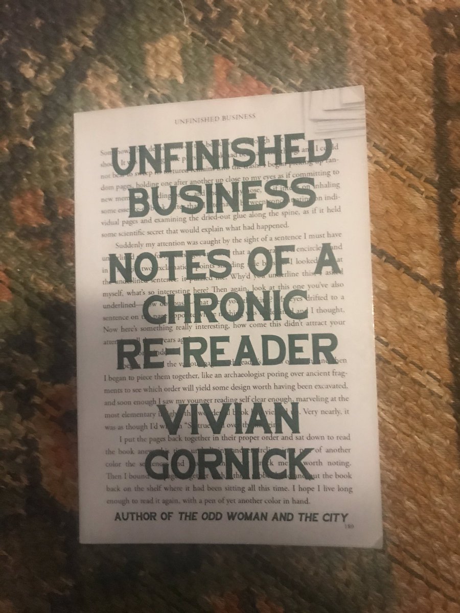 Astonishingly moving for being a collection of essays about books, Gornick here is writing for those of us who live our lives in books, who exist at all times half in text. I underlined something on every page.