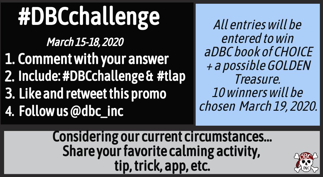 FREE PD! Want a FREE @dbc_inc book?
#DBCchallenge March 15-18
All entries will be entered to win 1 book
+1 will WIN a Golden Treasure, too.
🏆🔟Winners=Mar 19🏆
To enter: 
Comment with a response to the prompt.
Add #dbcchallenge + #tlap 
Like & RT
Follow us
#dbcincbooks #tlap 